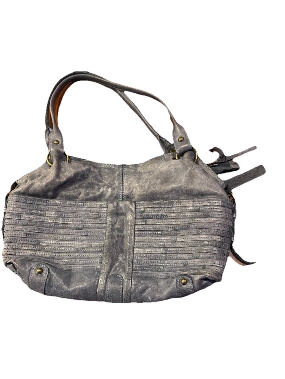 Nino Bossi Blue Nubuck Leather Shoulder Strap Handbag